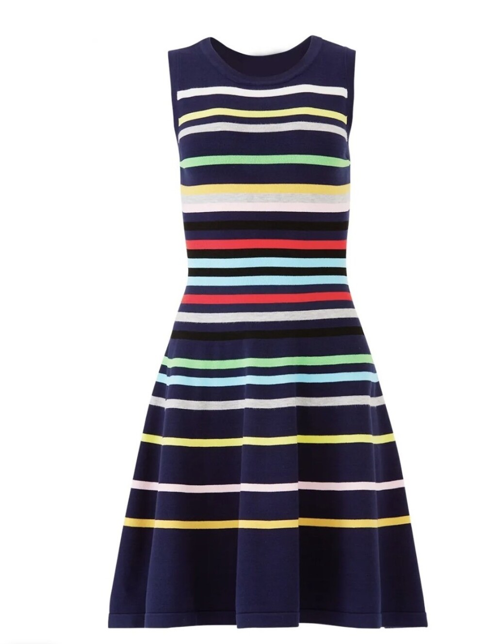 Milly Womens's Navy Blue Multicolor Rainbow Stripe Knit Dress Size P